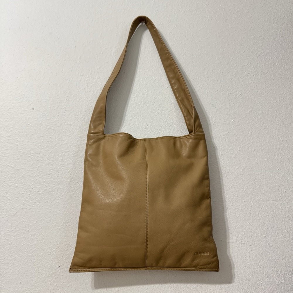 Guess Beige Hobo Shoulder Bag Y2K‎ 90s Style Leather Purse Coin Purse Included